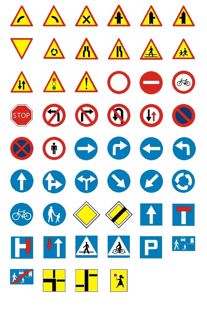 Zestaw mini znaków drogowych - 52 alementy