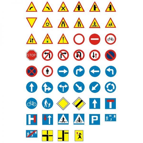 Zestaw mini znaków drogowych - 52 alementy
